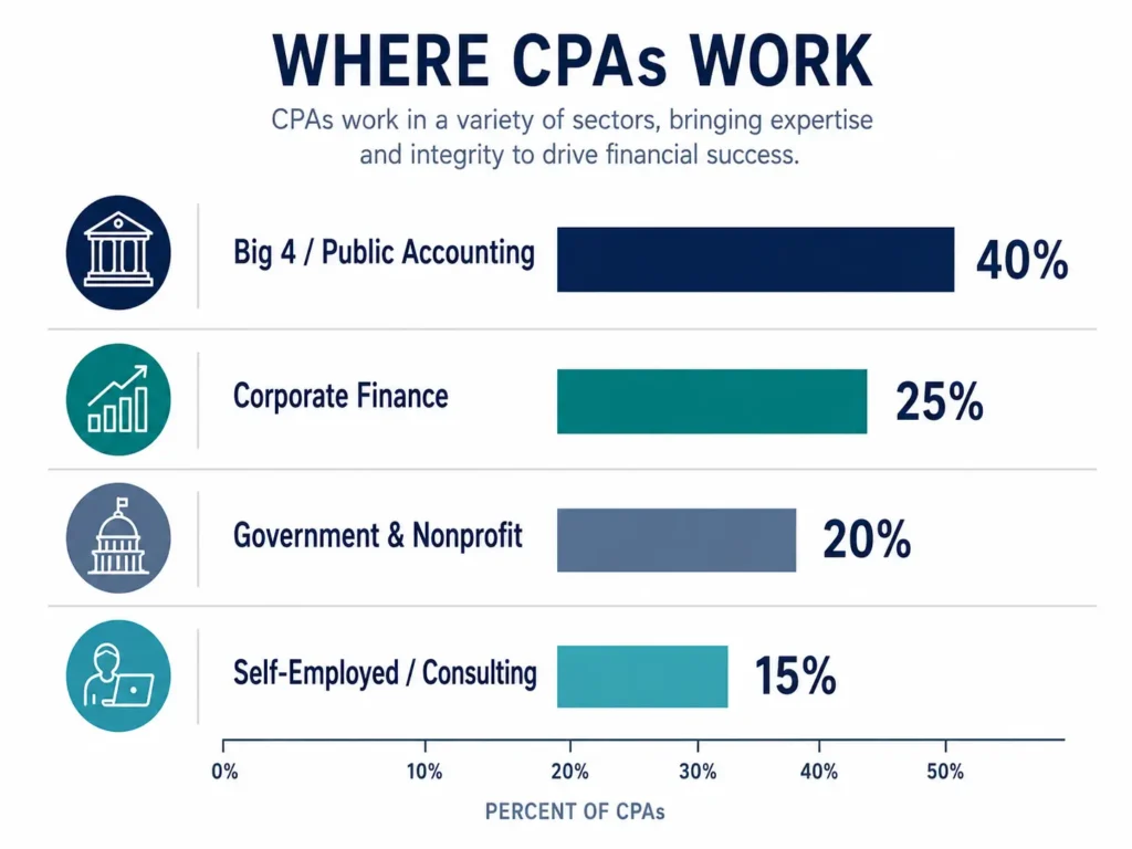 CPA employment sectors and career distribution chart